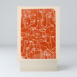 abstract line art faces 2 Mini Art Print