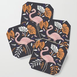Flamingo love, jungle theme, pink flamingo Coaster