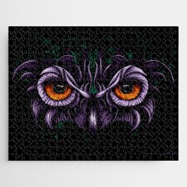 Purple owl eyes, witchy totem animal Jigsaw Puzzle