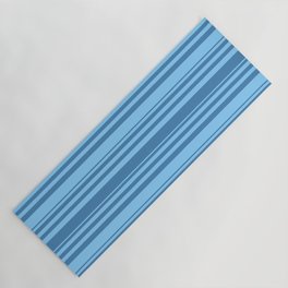 [ Thumbnail: Blue and Light Sky Blue Colored Lines Pattern Yoga Mat ]