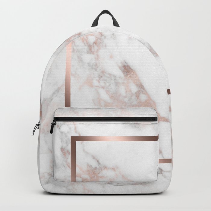Luxury Rose-gold Faux Marble Backpack