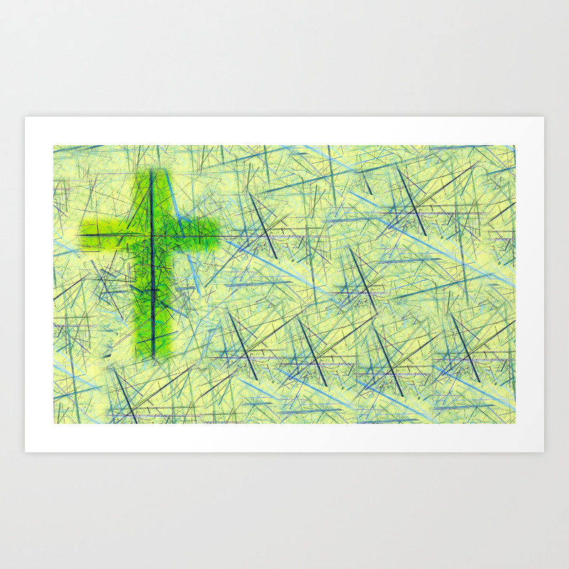 Abstract Background With An Illuminated Cross Art Print By Shiyali