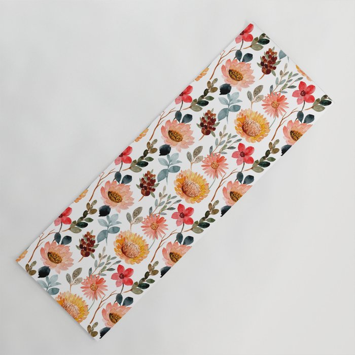 Watercolor floral Yoga Mat