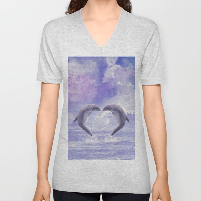 Dolphins Kisses V Neck T Shirt