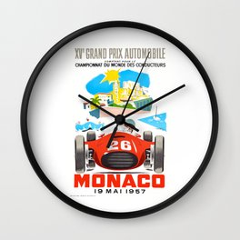 1957 MONACO Grand Prix Race Poster Wall Clock