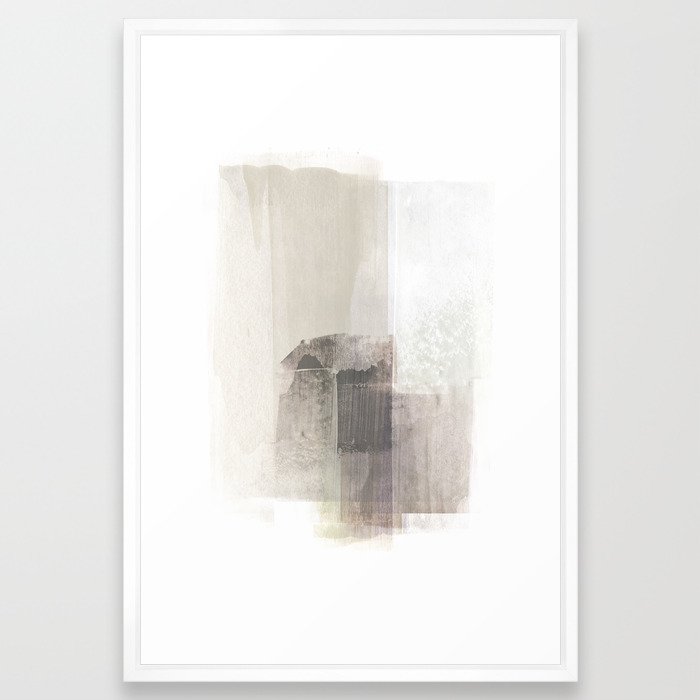 Beige and Brown Minimalist Abstract Painting Framed Art Print