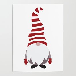Christmas Gnome Striped Hat Poster