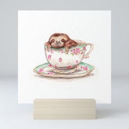 Sloth in the Teacup by Hannah Seakins Mini Art Print
