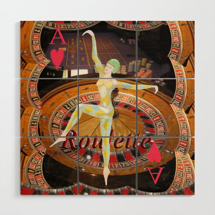 Lady Luck art deco roulette gaming design Wood Wall Art