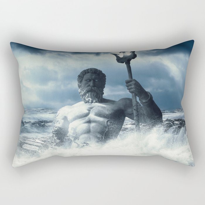 Poseidon - God of Sea Rising Rectangular Pillow