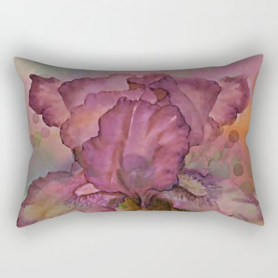 Deep Pink Watercolor Iris Rectangular Pillow