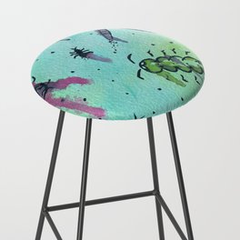 Hand Painted Watercolor Abstract Colorful Bugs Bar Stool