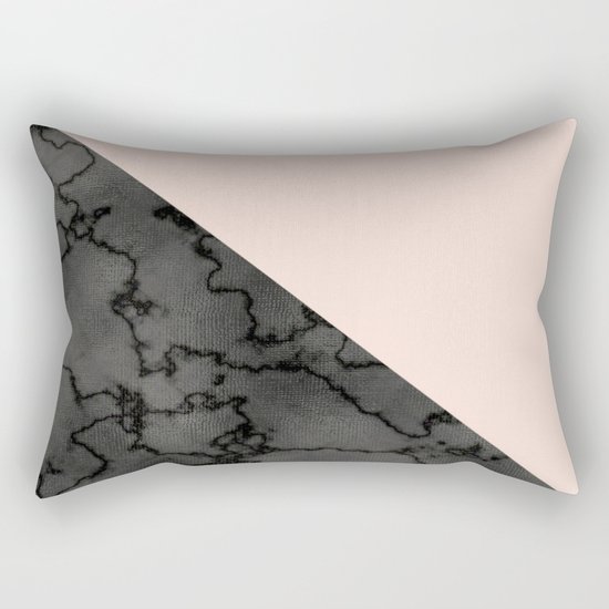 Peach and black dark marble Rectangular Pillow