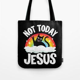 Not Today Jesus Funny Heavy Metal Tote Bag