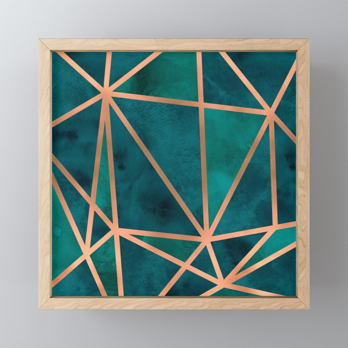 Copper & Emerald Geo Framed Mini Art Print