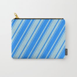 [ Thumbnail: Blue & Light Blue Colored Lines/Stripes Pattern Carry-All Pouch ]