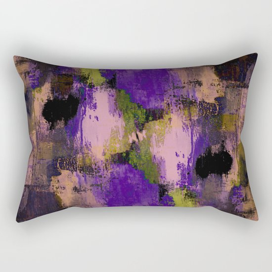 Abstract Nature - Textured, blue, yellow, pink, lilac, purple, black and orange painting Rectangular Pillow