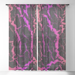 Cracked Space Lava - Orange/Pink Sheer Curtain