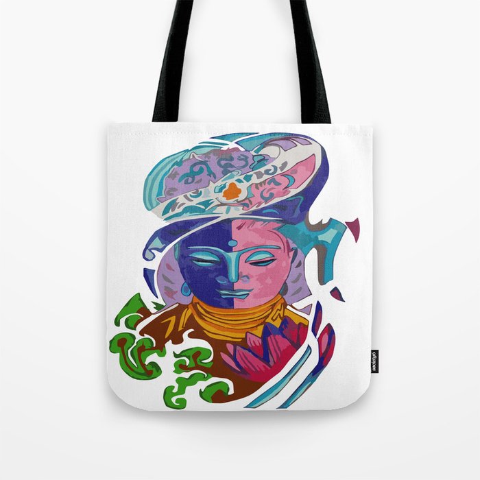 Colorful Buddha Asian Art Tote Bag