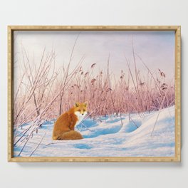 Red Fox in Snow Serving Tray
