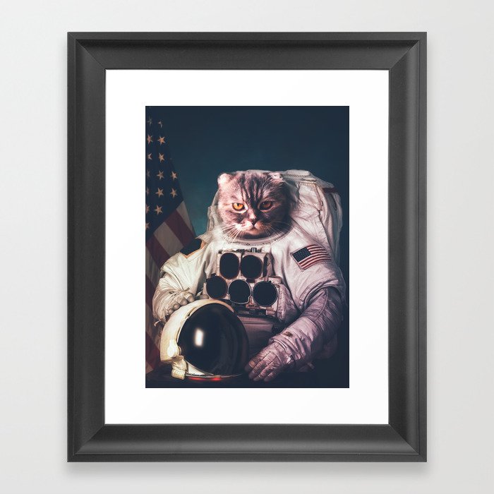 Beautiful cat astronaut Framed Art Print