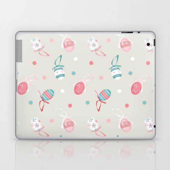 Happy easter egg pattern in beige Laptop & iPad Skin