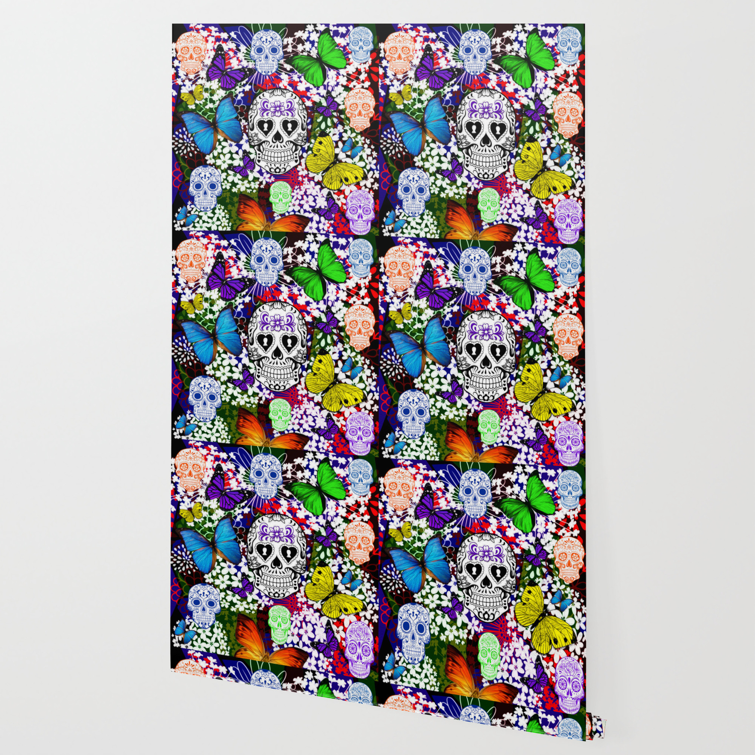 Day Of The Dead Butterflies And Sugar Skulls Wallpaper By Day Of The Dead Butterflies And Sugar Skulls Wallpaper By