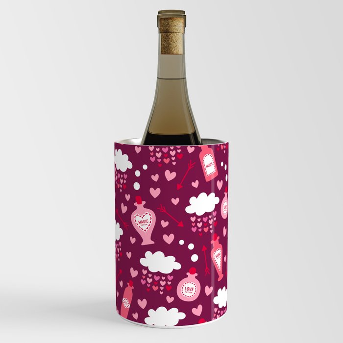 Valentine's love potion bottles clouds burgundy Wine Chiller