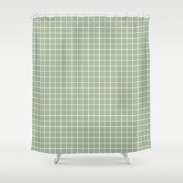 Mint Green Grid Lines Geometric Shower Curtain