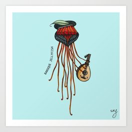 Cute underwater monsters - the Baroque Jellyfish  Art Print