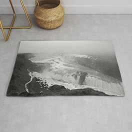 Gullfoss Rug | Winter, Dark, Black and White, Waterfall, Gullfoss, Other, Nature, Landscape, Ice, Cold 