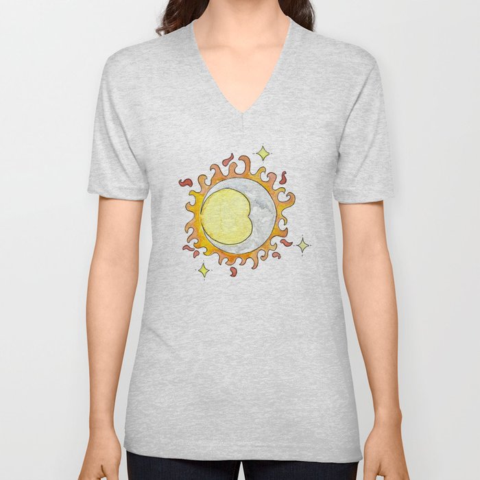 Sun, Moon, and Stars V Neck T Shirt