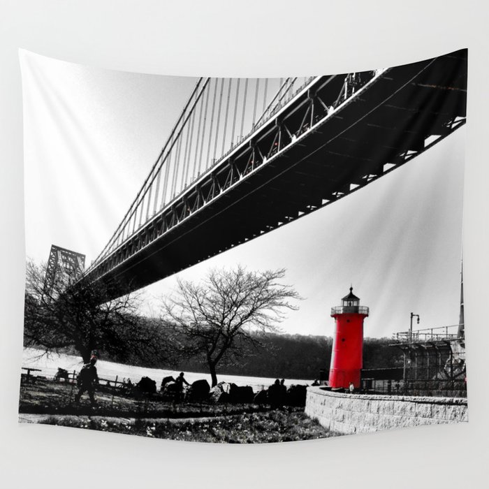 The Little Red Lighthouse - George Washington Bridge NYC Wall Tapestry