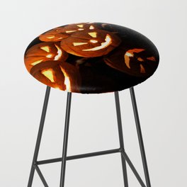 Halloween Pumpkin with Burning Candles on Black Background Bar Stool