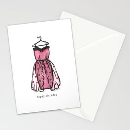 Vintage Pink Dress Happy Birthday Stationery Cards