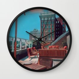 Rooftop Bar Wall Clock | Restaurant, Orange, Blue, City, Rooftop, Summer, Digital, Decor, Bar, Providence 