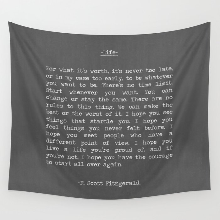 For What It's Worth, F Scott Fitzgerald Quote Wall Tapestry