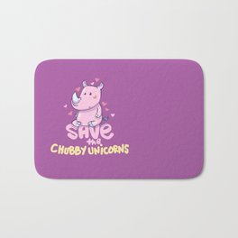 Save The Chubby Unicorns - Pink Rhino Bath Mat | Drawing, Rhino, Pinkpurple, Chubbie, Fat, Rhinos, Savethe, Conservation, Unicorn, Chubbyunicorns 