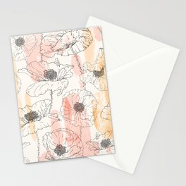 Watercolor Poppies Seamless Print Stationery Card