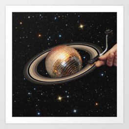 Galactic DJ II - Saturn Disco Ball Art Print