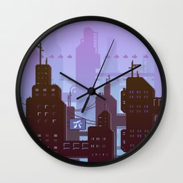 Future night skyline Wall Clock