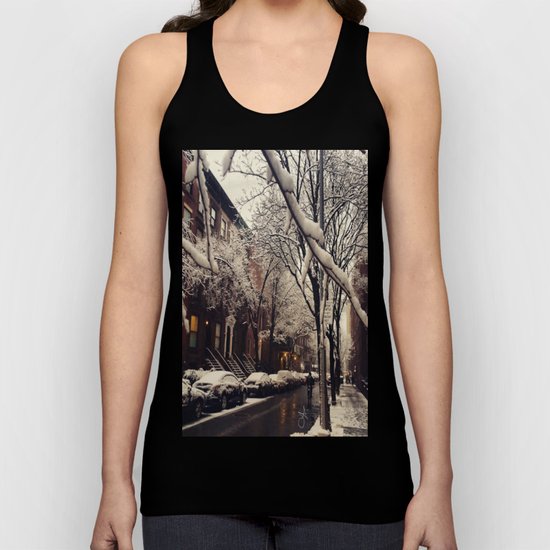 Photo of the beautiful Brooklyn Heights covered in icy snow Unisex Tank Top