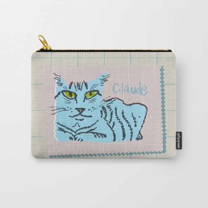 Claude Cat Blue Carry-All Pouch