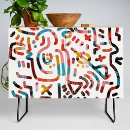 Graffiti Art Life in the Jungle with Symbols of Energy Credenza