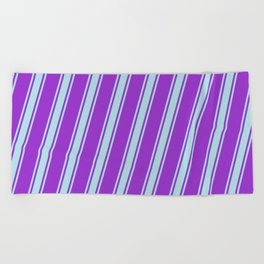 [ Thumbnail: Dark Orchid and Powder Blue Colored Striped/Lined Pattern Beach Towel ]