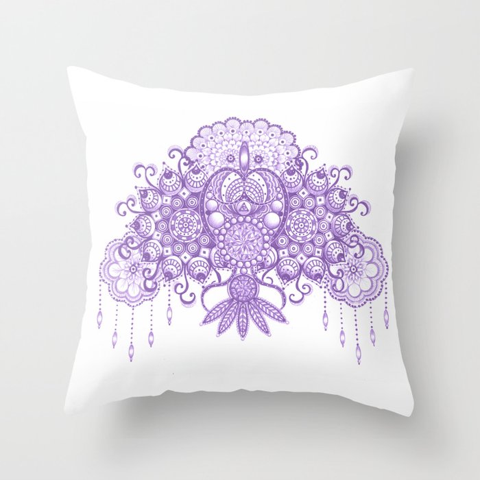 Purple Mandala Throw Pillow
