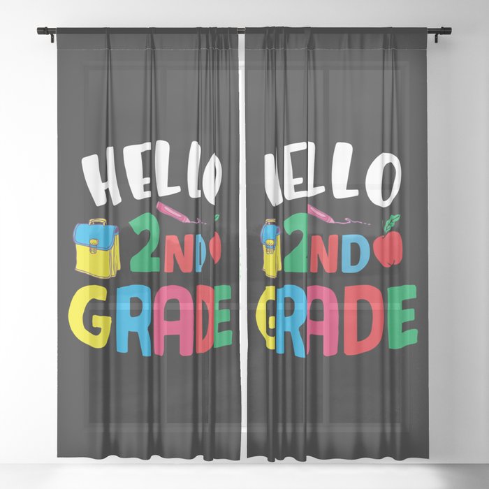 Hello 2nd Grade Back To School Sheer Curtain