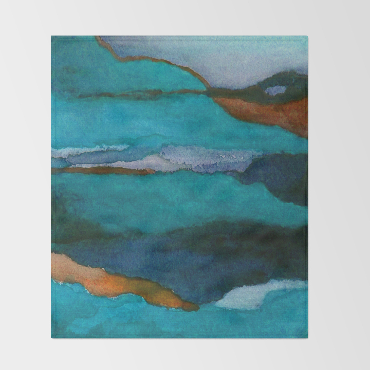 A Dark February Redux1 Abstract Watercolor Painting Throw Blanket