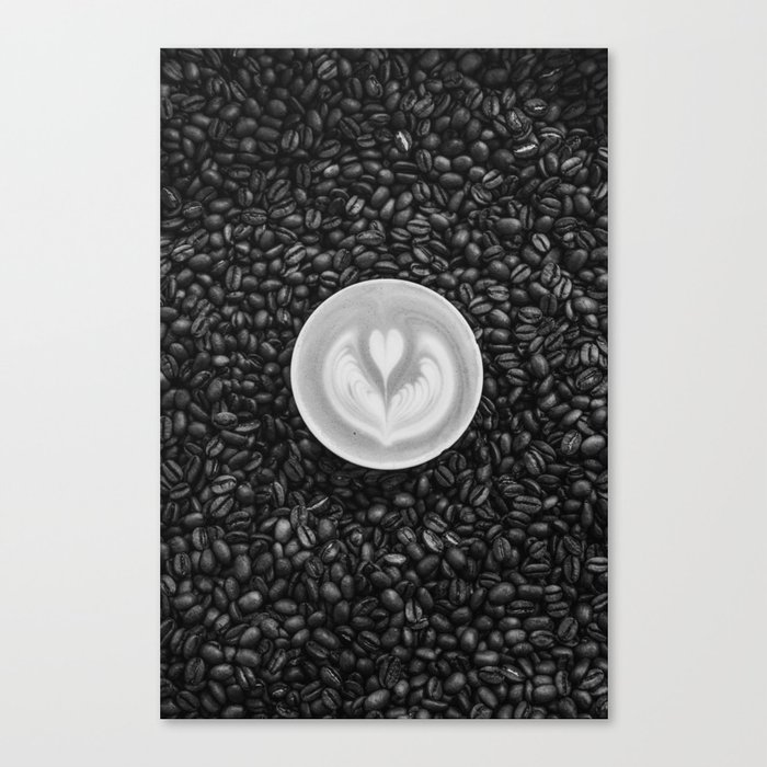Coffee Beans (Black and White) Canvas Print