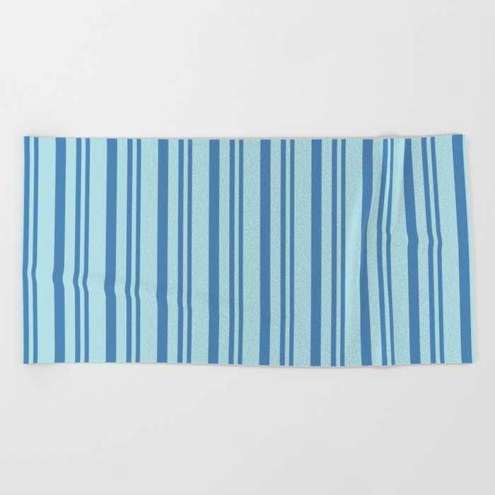 Blue and Powder Blue Colored Striped Pattern Beach Towel